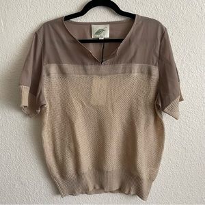 NWT Nurture Women’s Wool Blend Delicate Neutral Short Sleeve Sweater